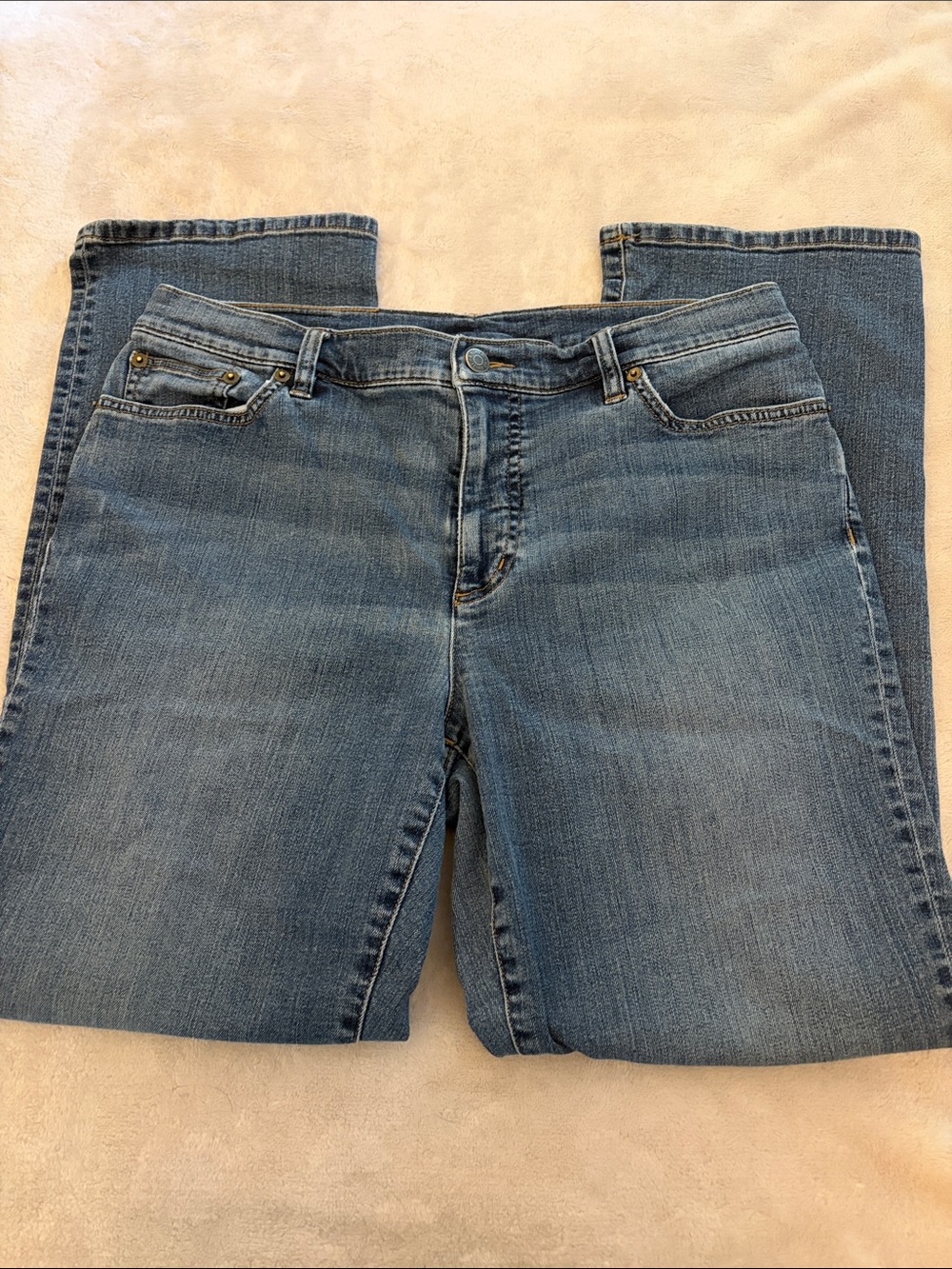 Lauren Ralph Lauren Straight-Leg Blue Denim Jeans, size 14P